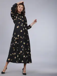 Tokyo Talkies Women Black Floral Printed Shirt Dress