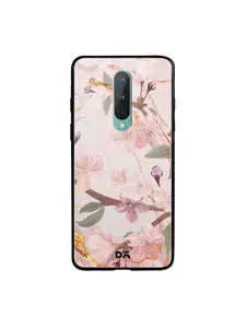 DailyObjects Pink & Blue Marble Flowers OnePlus 8 Glass Mobile Cover