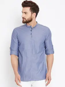 even Men Blue Solid Straight Kurta