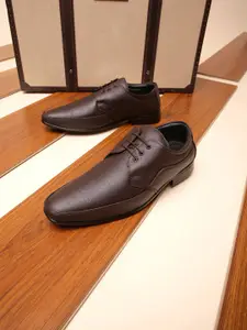 Liberty Men Brown Solid Leather Formal Derbys