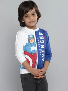 YK Marvel Boys Blue & White Avengers Captain America Printed Sweatshirt