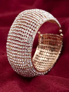 Shining Diva Women Rose Gold-Plated Cuff Bracelet