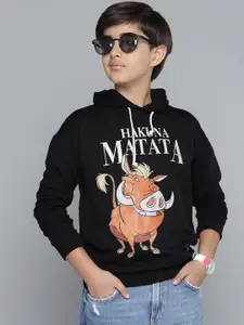 YK Disney Boys Black Lion King Print Hooded Sweatshirt