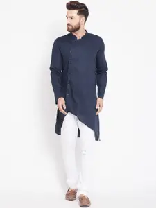 even Men Blue Solid Straight Kurta