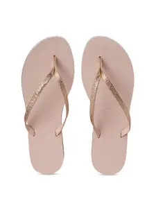Havaianas Women Rose Gold-Coloured Solid Thong Flip-Flops