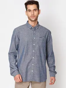 LINDBERGH Men Blue & White Regular Fit Printed Casual Shirt