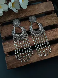 Binnis Wardrobe Silver-Toned Contemporary Drop Earrings