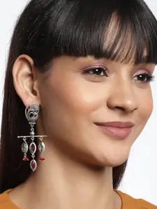 Binnis Wardrobe Silver-Toned Contemporary Drop Earrings