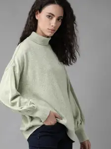 Roadster Women Green Solid Pullover Sweater