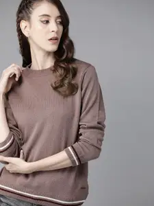 Roadster Women Mauve Solid Pullover