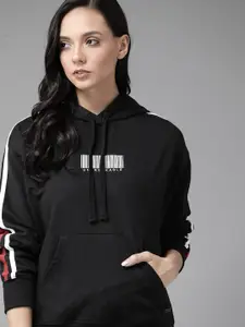 Roadster Women Black Printed Detail Hooded Sweatshirt