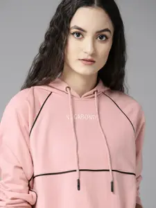 Roadster Women Pink Solid Hooded Sweatshirt