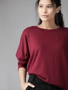 Roadster Women Magenta Solid Sweatshirt