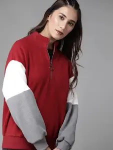Roadster Women Red Solid Sweatshirt