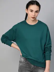 Roadster Women Green Solid Sweatshirt