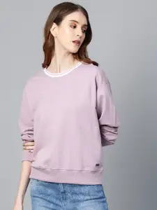 Roadster Women Lavender Solid Sweatshirt
