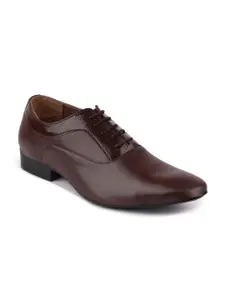 FAUSTO Men Coffee Brown Perforated Detail Formal Oxfords