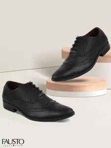 FAUSTO Men Black Formal Brogues