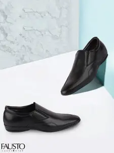 FAUSTO Men Black Solid Formal Slip-Ons
