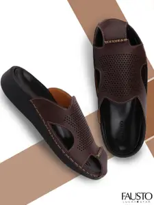 FAUSTO Men Coffee Brown Comfort Sandals
