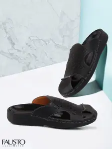 FAUSTO Men Black Fisherman Sandals
