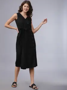 Tokyo Talkies Women Black Solid Fit and Flare Dress