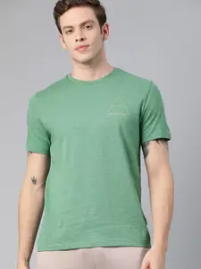 HRX by Hrithik Roshan Men Green Solid Bio-Wash Yoga Tshirt