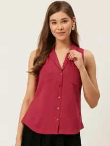 DressBerry Women Fuchsia Regular Fit Solid Casual Shirt