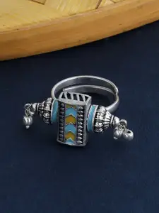 Voylla Women Silver Plating with Enamel Ethnic Ring