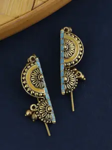 Voylla Gold-Toned & Turquoise Blue Contemporary Studs
