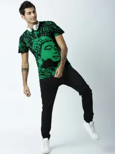 Huetrap Men Green & Black Printed T-shirt