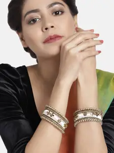 Peora Gold-Plated & White Set of Silk Thread Chuda Bangles