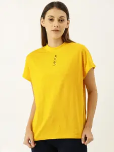ether Women Yellow Solid Round Neck T-shirt