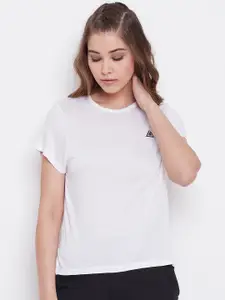 Aesthetic Bodies Women White Solid Round Neck T-shirt