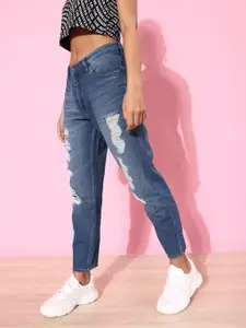 The Roadster Life Co. Women Blue Boyfriend Fit Stretchable Cotton Upgraded Denims Jeans