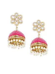 Kord Store Pink & Gold-Toned Dome Shaped Jhumkas