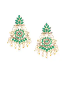 Kord Store Green & Gold-Toned Contemporary Drop Earrings