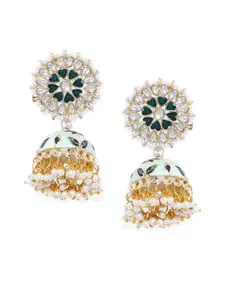 Kord Store Green & Off-White Dome Shaped Jhumkas
