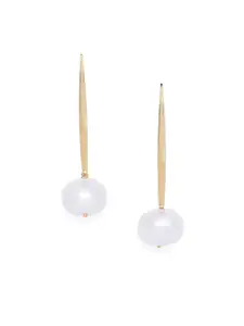 Kord Store White & Gold-Toned Contemporary Drop Earrings