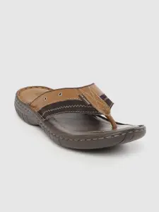 Lee Cooper Men Coffee Brown Leather Colourblocked Comfort Sandals