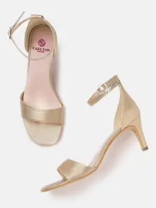 Carlton London Women Gold-Toned Solid Slim Heels