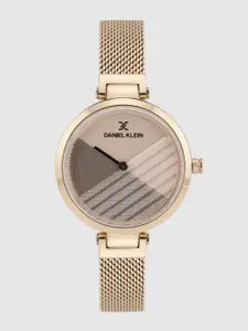 Daniel Klein Women Peach-Coloured & Brown Analogue Watch DK.1.12356-2