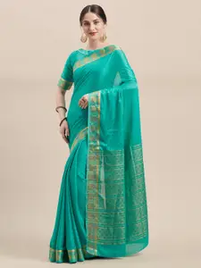 Shaily Green Woven Design Silk Blend Saree