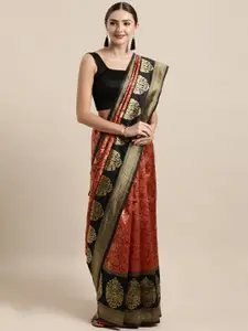 Satrani Maroon Poly Silk Woven Design Kanjeevaram Saree