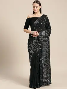 Inddus Black Mirrorwork Embellished Saree