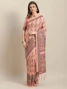 Saree mall Peach-Coloured Printed Saree