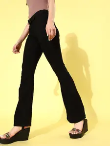 Moda Rapido Women Black Flared High-Rise Clean Look Stretchable Jeans