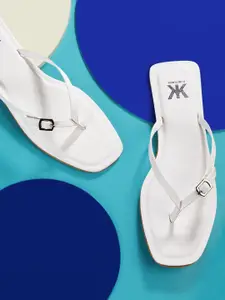 Kook N Keech Women White Solid Open Toe Flats