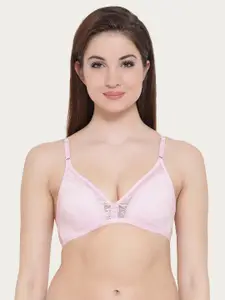 Clovia Non Padded Demi Cup T-Shirt Bra With Lace In Pink