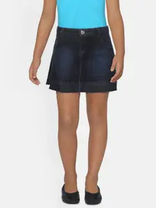 Gini and Jony Girls Navy Blue Washed Denim Mini A-line Skirt